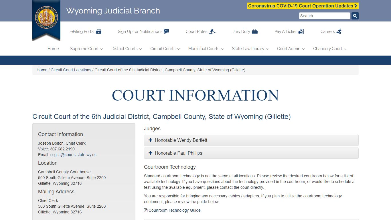 Circuit Court of the 6th Judicial District, Campbell County, State of ...